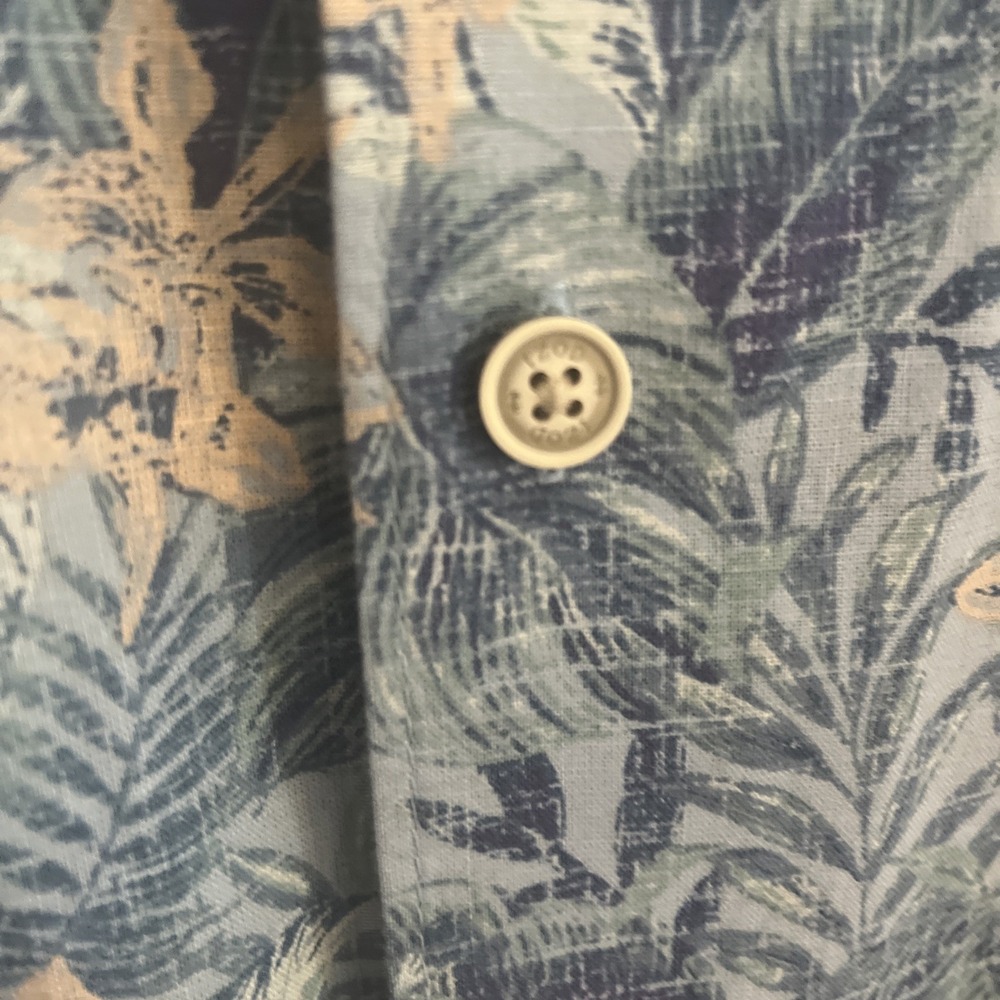 IZOD Saltwater Men's 2XB Blue Hawaiian Tropical Short Sleeve Button Up Shirt - Picture 4 of 8